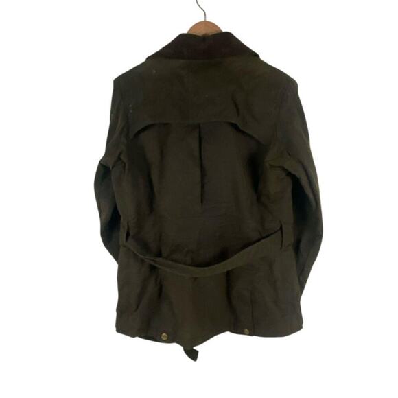 Eddie Bauer Waxed Cotton Chore Jacket – Belted Field Coat Workwear Preppy Small - Picture 4 of 5